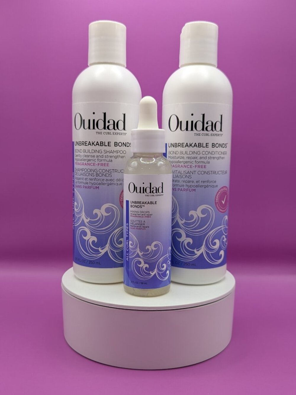 Ouidad Unbreakable Bonds FS Shampoo Conditioner & Mixing Drops New/Sealed
